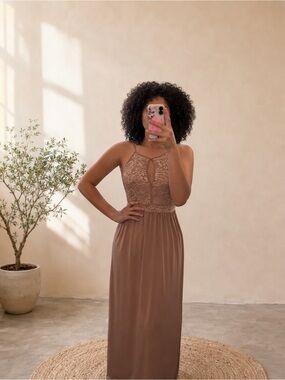 Dusty Pink Maxi Dress w/ Lace top